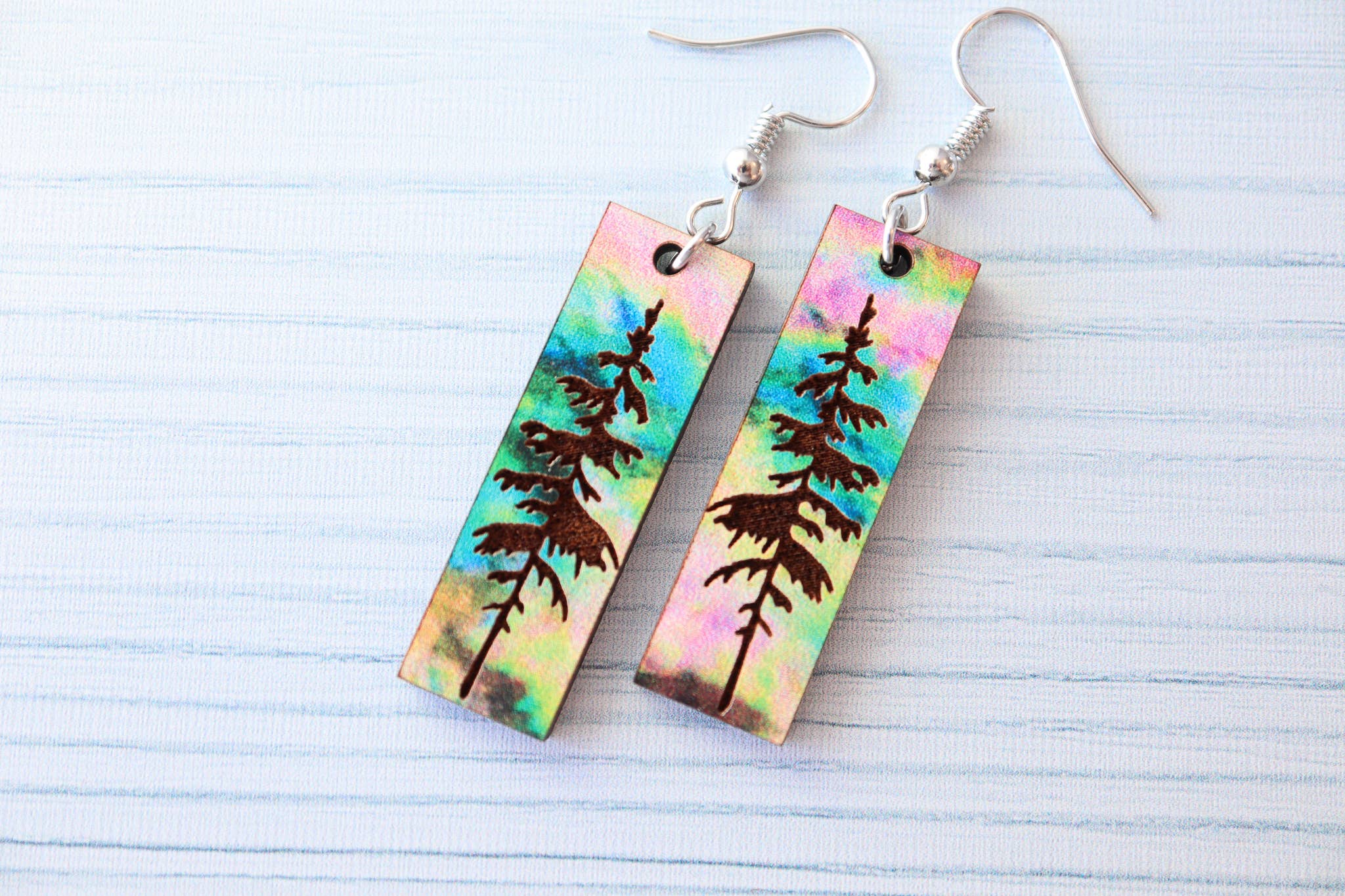 Nine Mile Creative - Wholesale Dangle Earrings - Aurora Pine Forest Wood Dangle Earrings Pendant8