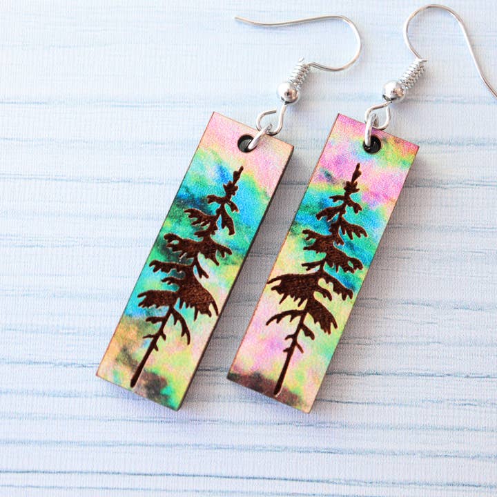 Nine Mile Creative - Wholesale Dangle Earrings - Aurora Pine Forest Wood Dangle Earrings Pendant8