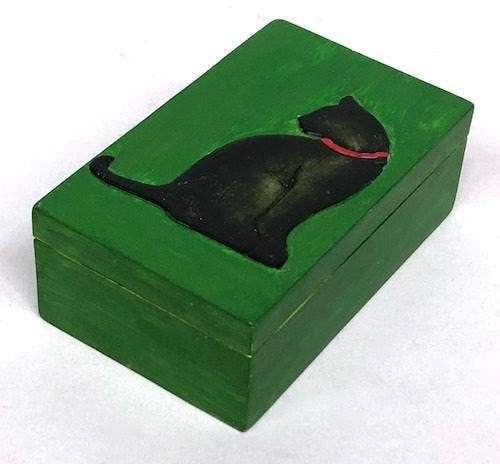 The Niger Bend - Wholesale Decorative Box - Cat Silhouette Design - Small Rectangle Soapstone Trinket Decor Box16