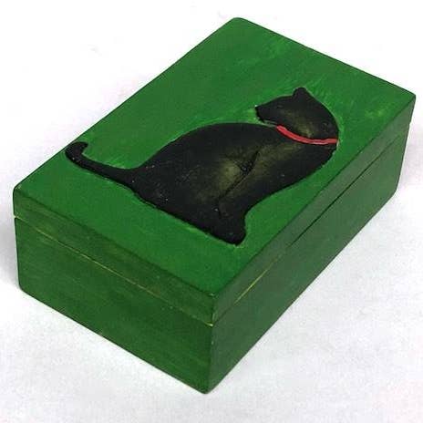 The Niger Bend - Wholesale Decorative Box - Cat Silhouette Design - Small Rectangle Soapstone Trinket Decor Box16