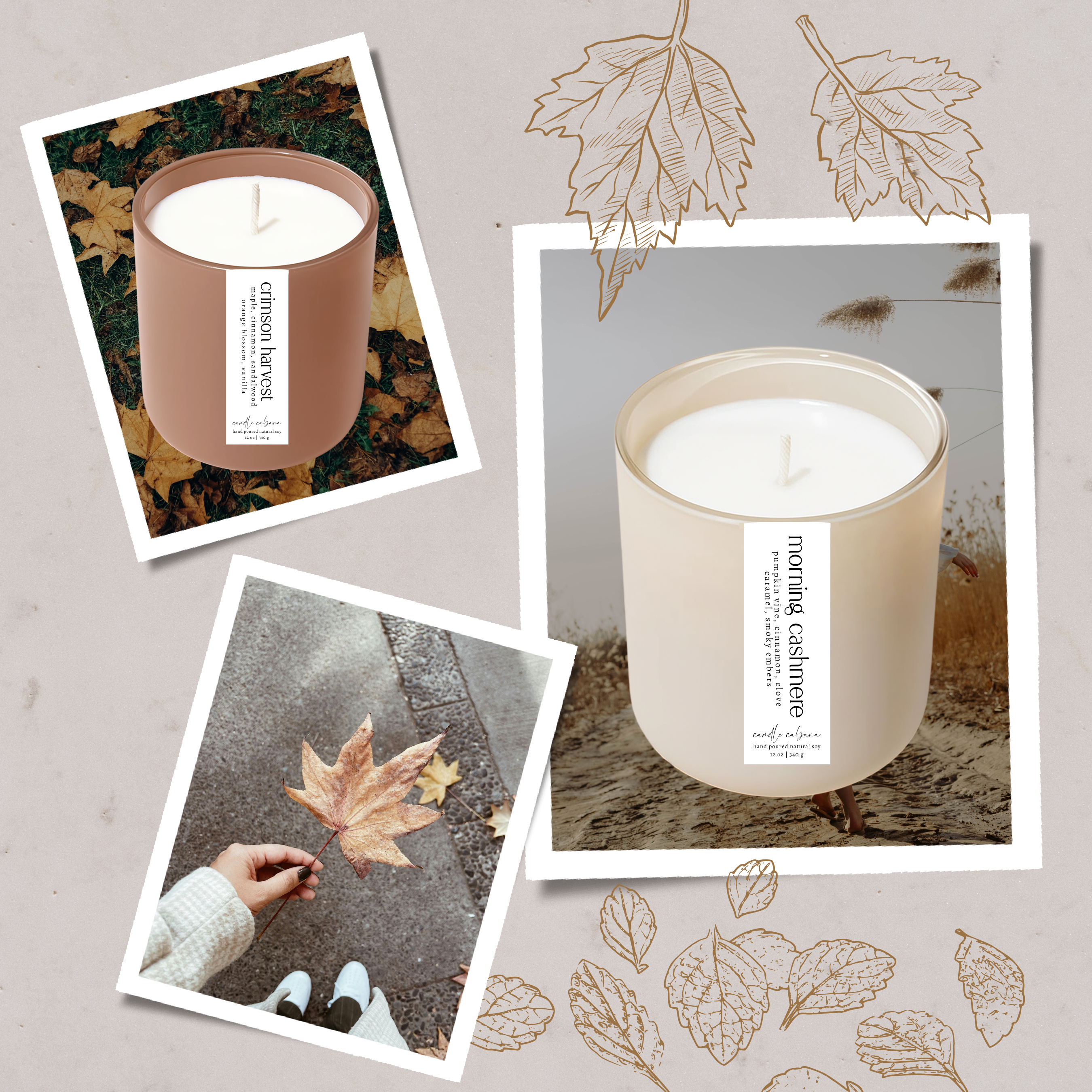 Candle Cabana – Vela em jarro/copo por atacado – Vaso Matte Mocha de 12 oz - Vela de Soja 100% Natural - Outono2