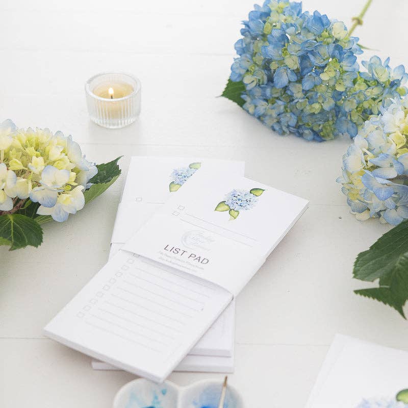 Finding Silver Pennies - Wholesale Notepad - Hydrangea List Pad | Coastal To Do Pad2