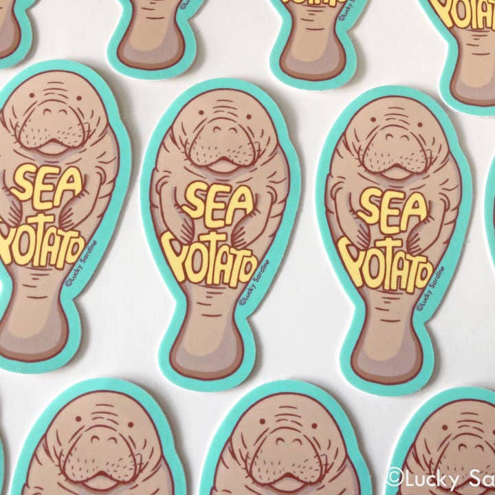 Lucky Sardine - Vendita all'ingrosso Adesivo - Adesivo in vinile Manatee Sea Potato, Funny Sea Cow1