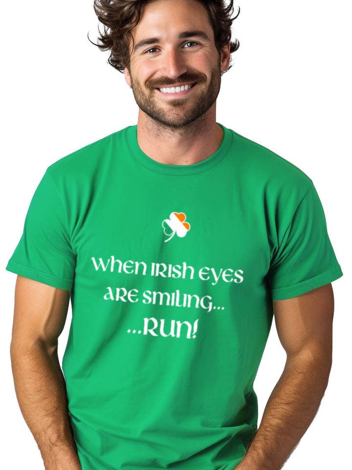 When Irish Eyes Are Smiling, Run! - St. Patrick's Day Funny T-shirt - Men's/Unisex for wholesale by Ann Arbor Tees