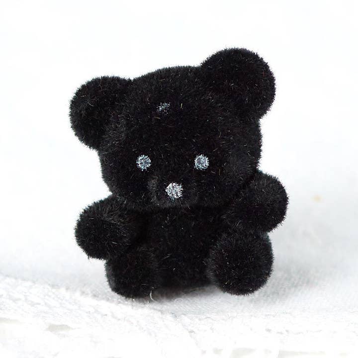 Factory Direct Craft - Wholesale Decorative Tabletop Object - 1" Miniature Black Flocked Teddy Bears (Bag of 12)1
