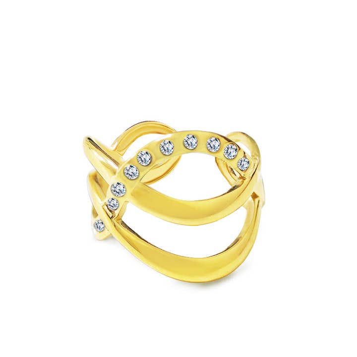 INTERTWINED RING WITH ZIRCON for wholesale by AMORINO SRL