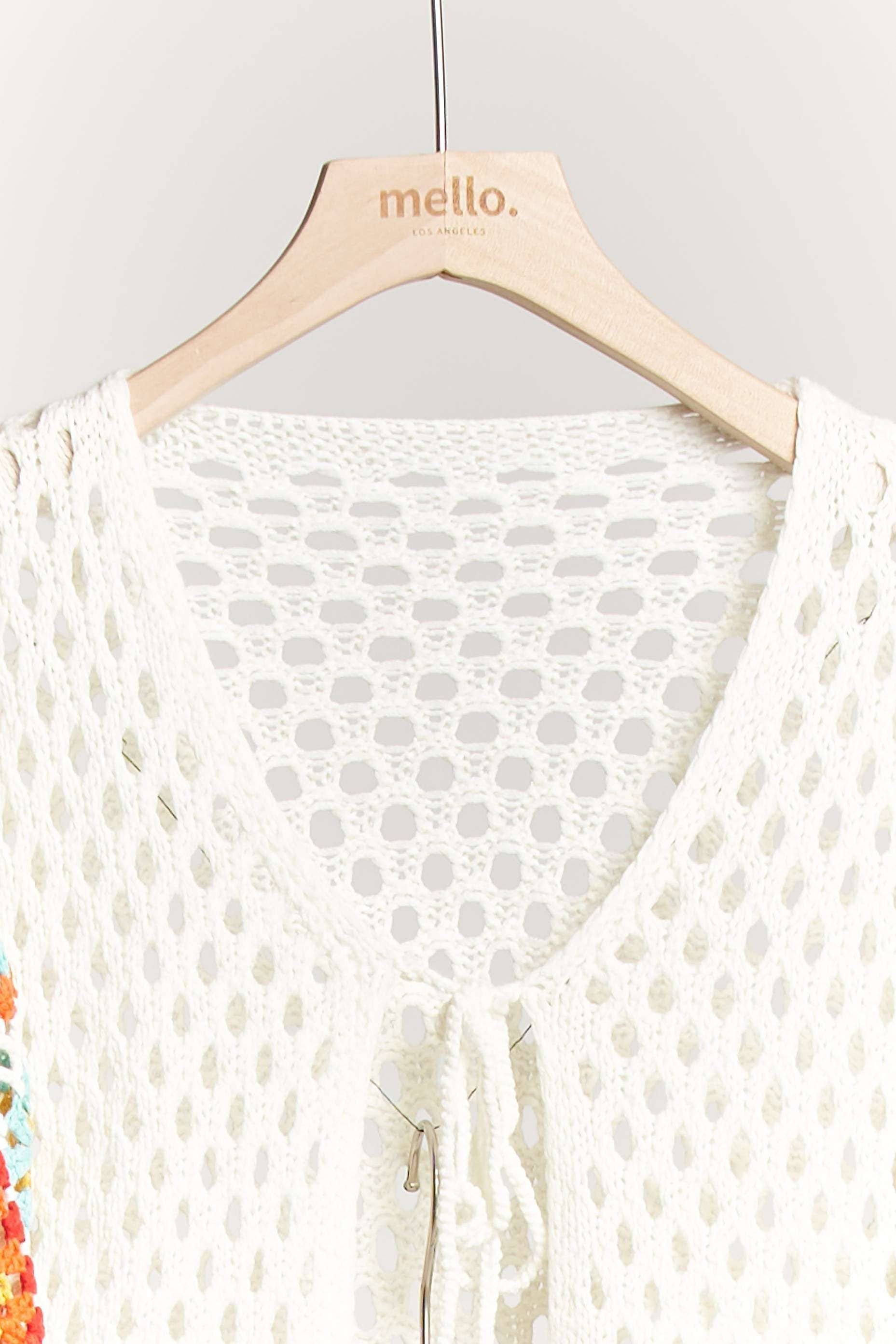 Ivory Embroidered Cropped Cardigan with Front Tie for wholesale on Faire6