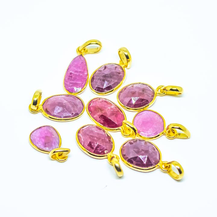 Quasar Gems USA - Wholesale Pendant/Charm Necklace - Ruby Pendant Necklace Sterling Silver 18K Gold 2