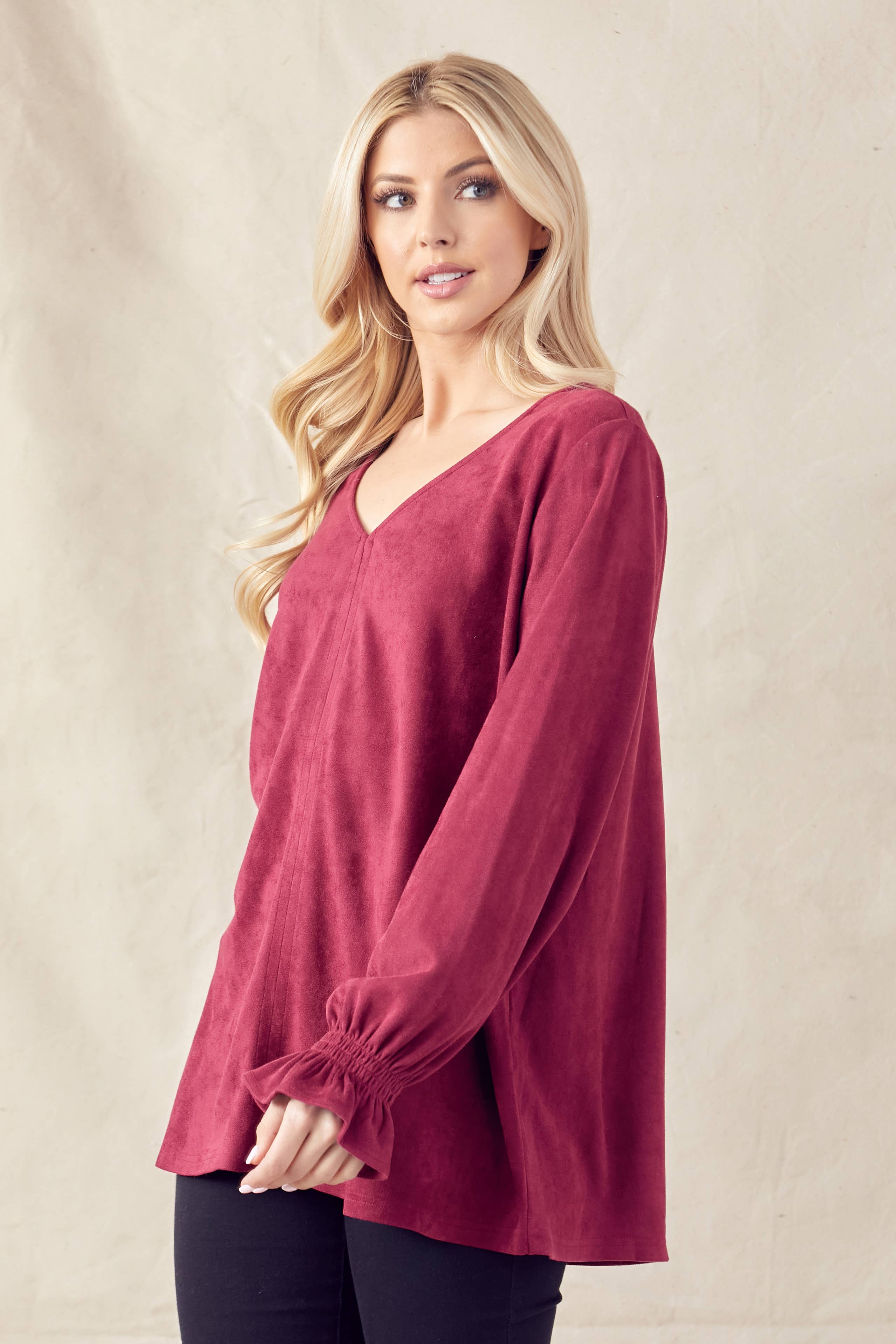 Joh Apparel - Wholesale Blouse - Women's - Abigail Stretch Suede Top39