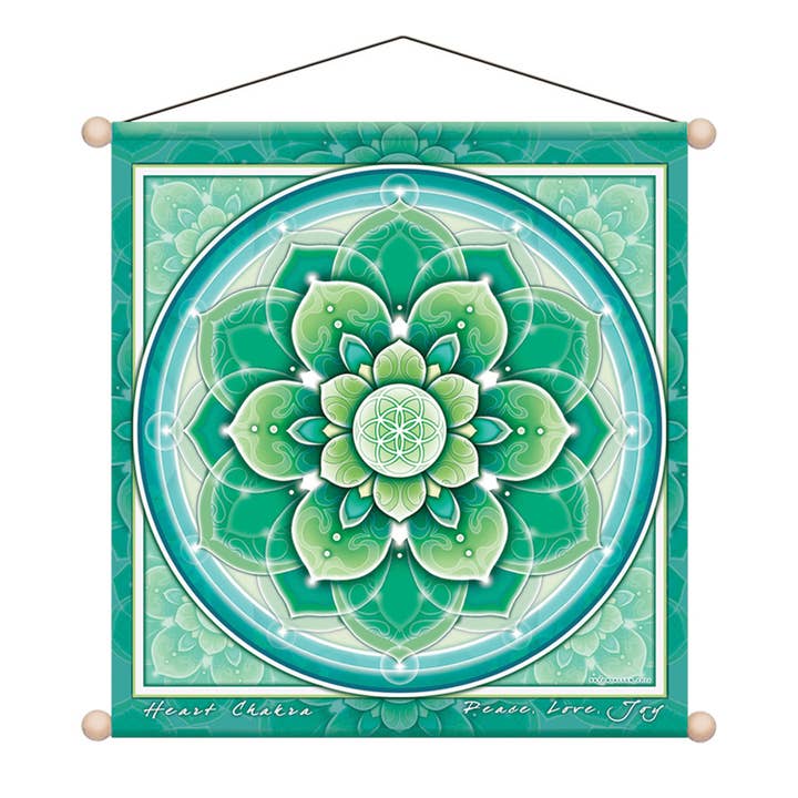 30" X 30" Banner Temple Chakra Heart for wholesale by Mandala Arts