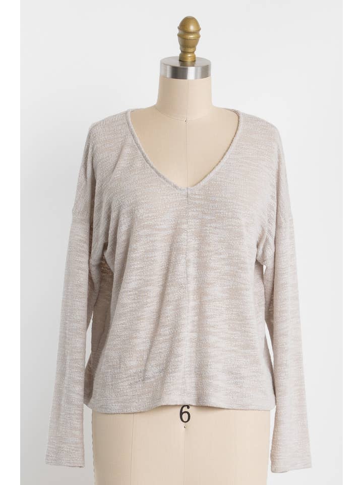 Final Touch - Wholesale Knit Top - Women's - V-Neck Knit Long Sleeve Top - T3104416