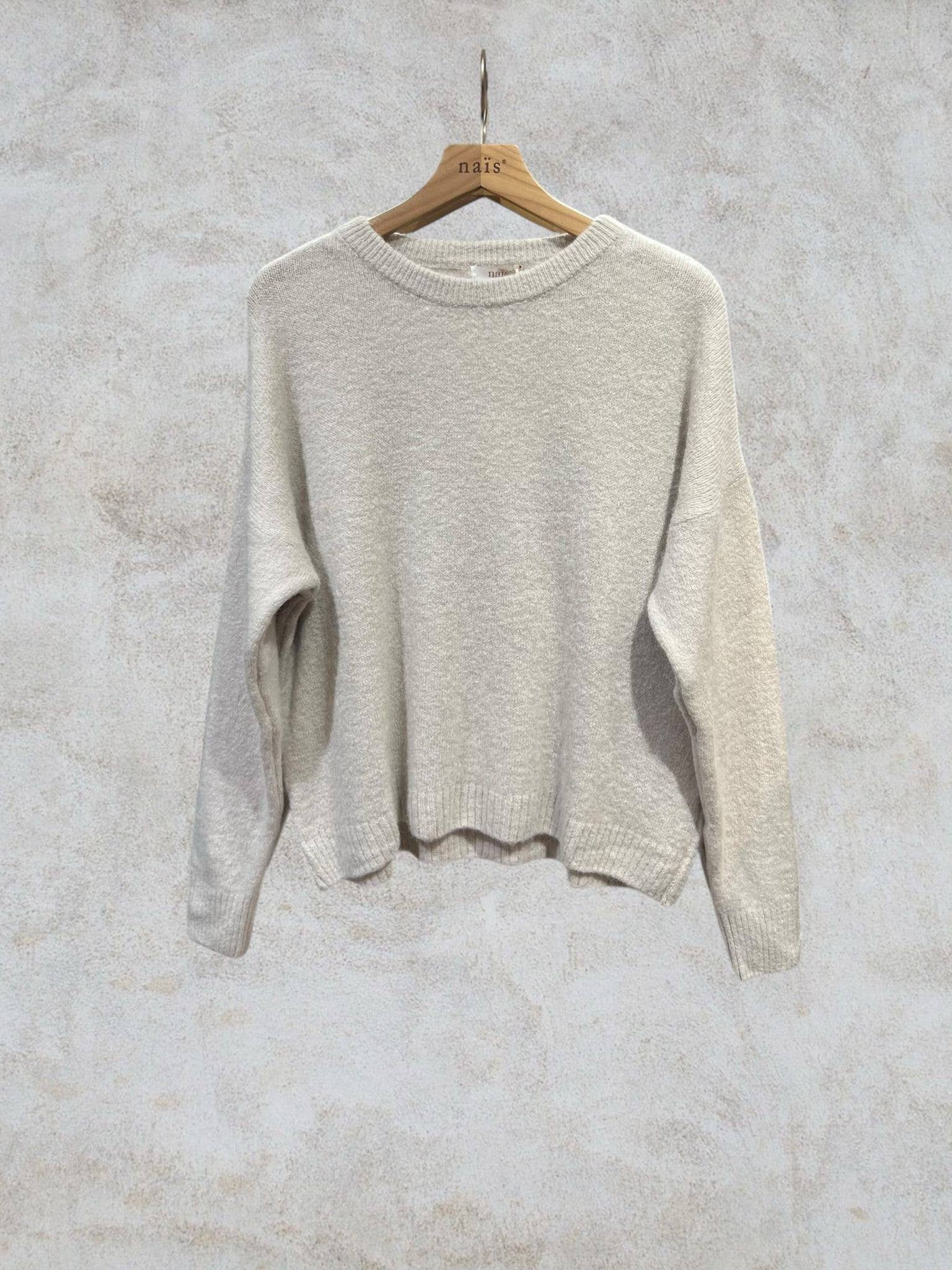 NAÏS PARIS - Wholesale Knit Sweater - Women's - Round neck long sleeve sweater in 30% superfine alpaca0