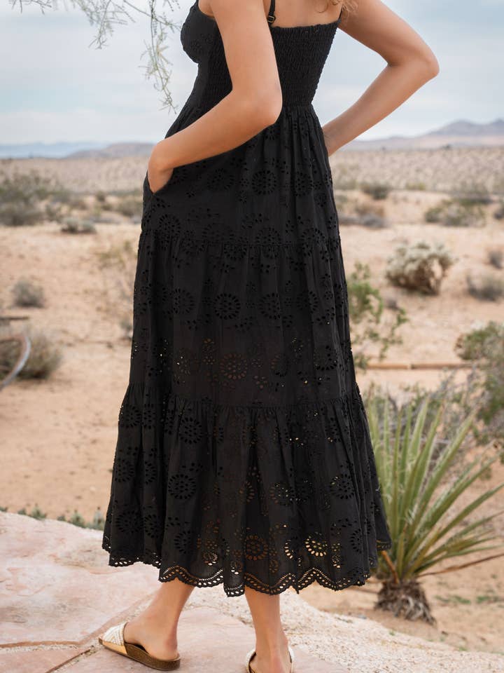 Jillian Dress In Black Eyelet for wholesale on Faire