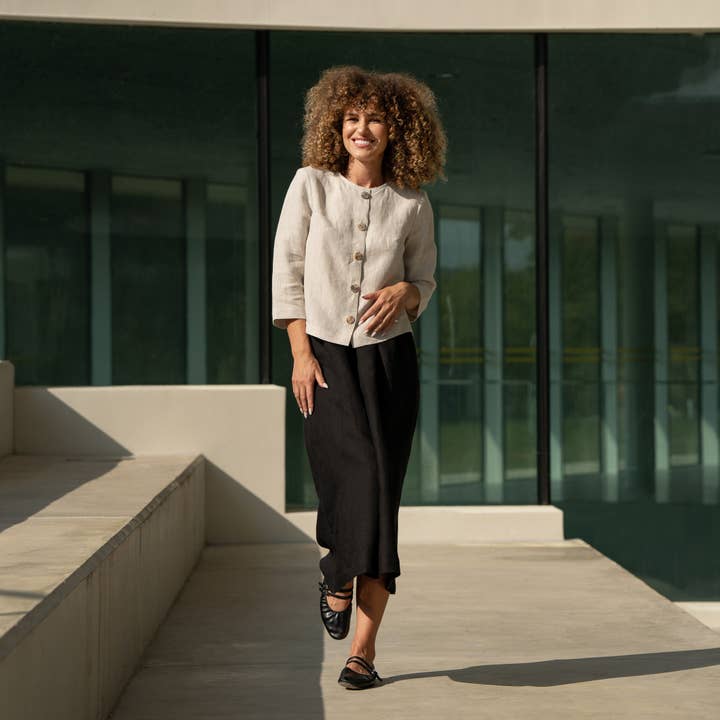 menique - Vendita all'ingrosso Giacca - Donna - Giacca Cardigan in Lino con Bottoni Alice - Blazer in Lino1