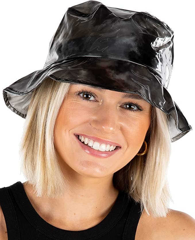 Funky Junque - Venta al por mayor Gorro estilo pescador - Mujer - Sombrero tipo bucket impermeable (negro multifacético)