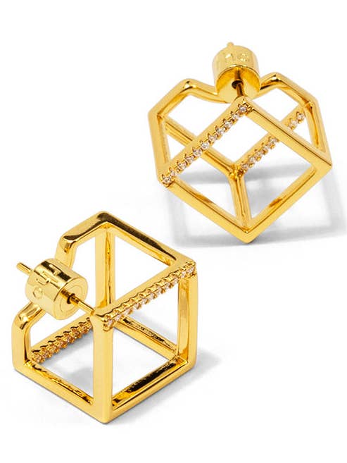 Pave Square Two Dimensional Stud Earring for wholesale by rho