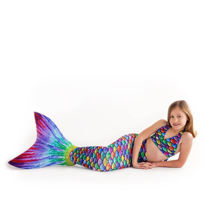 Sun Tail Mermaid - Wholesale Beach/Pool Toy - Kids & Baby - Hawaiian Rainbow Mermaid Tail + Monofin Set for kids, girls, teens, and women (pool toy)3