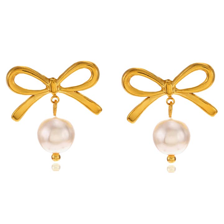 Pearl Bow Earrings for wholesale by Savvy Bling