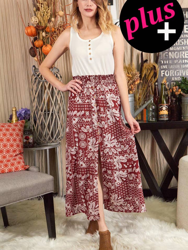 Falda tejida estampada PLUS (P17251-PLUS) para venta al por mayor de P.S Kate