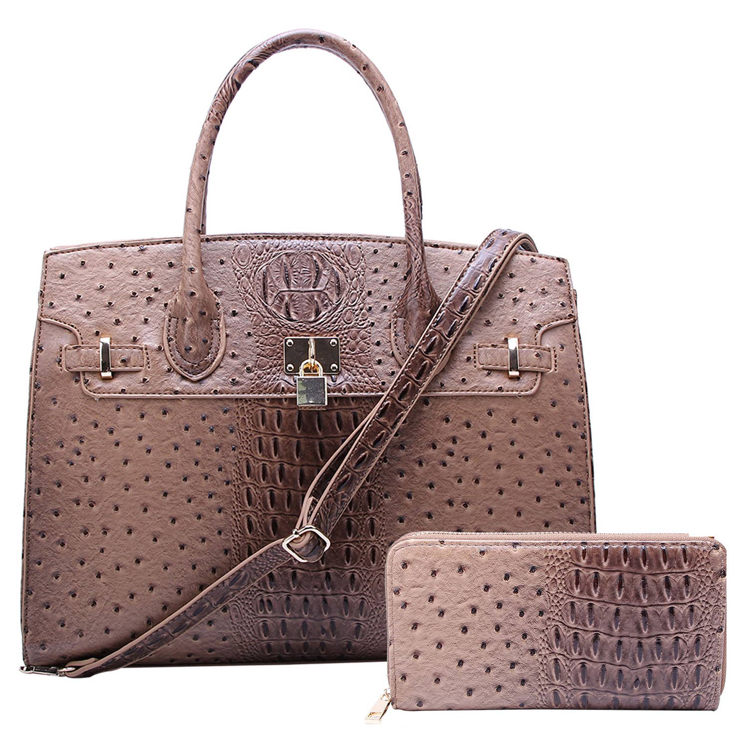 M&M HANDBAGS, LLC. - Wholesale Laptop Bag - Unisex - OS1096 Ostrich Croc Padlock 2-in-1 Satchel8