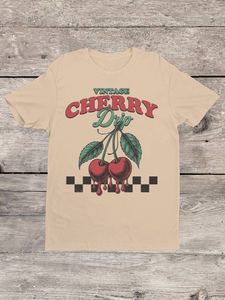 Vintage Cherry Drip Art Design Women's T-shirt for wholesale by Swift Retail