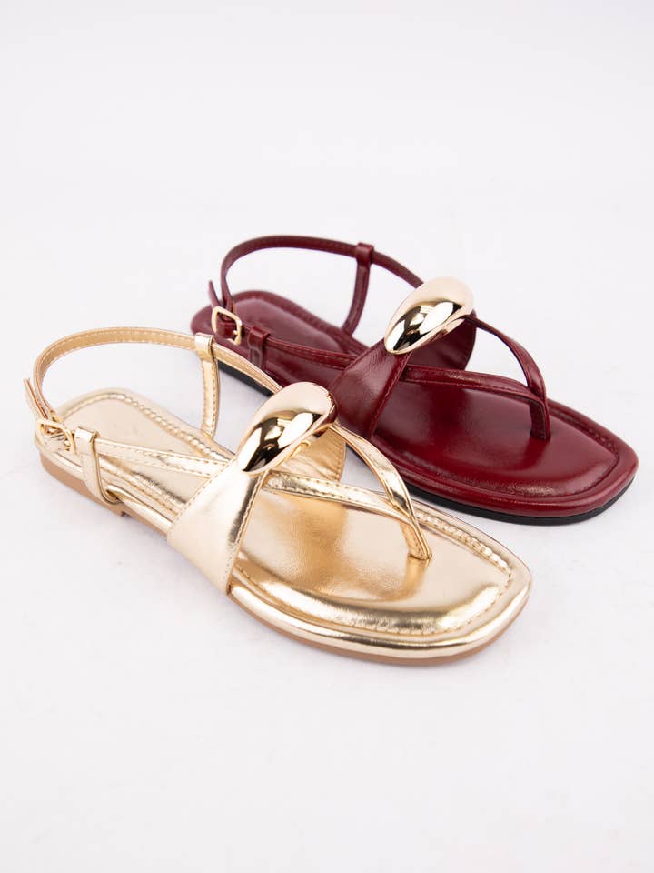 CCOCCI - Wholesale Sandals - Women's - MOESHA GILDED T-STRAP FLAT SANDALS3