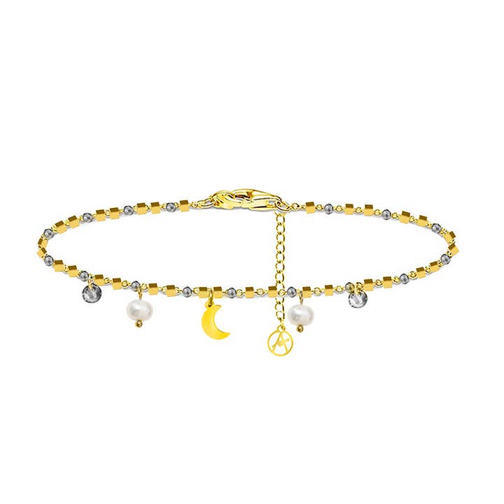AMORINO SRL - Wholesale Charm/Dangle Bracelet - BRACELET WITH MOON & PEARL AND ZIRCON CHARM3