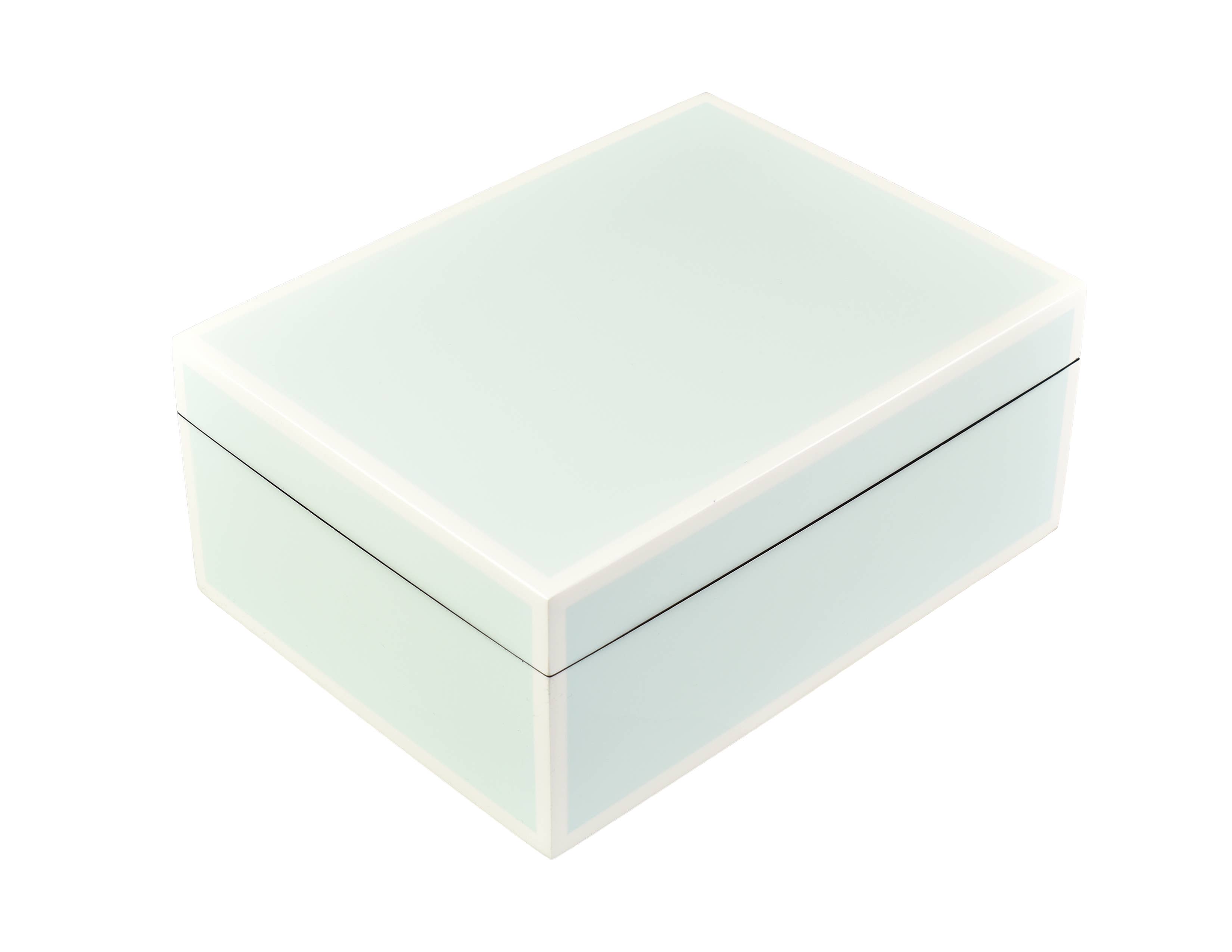 Pacific Connections - Wholesale Decorative Box - Medium Duck Egg Blue Decor. Box with White Trim L-21FSDB