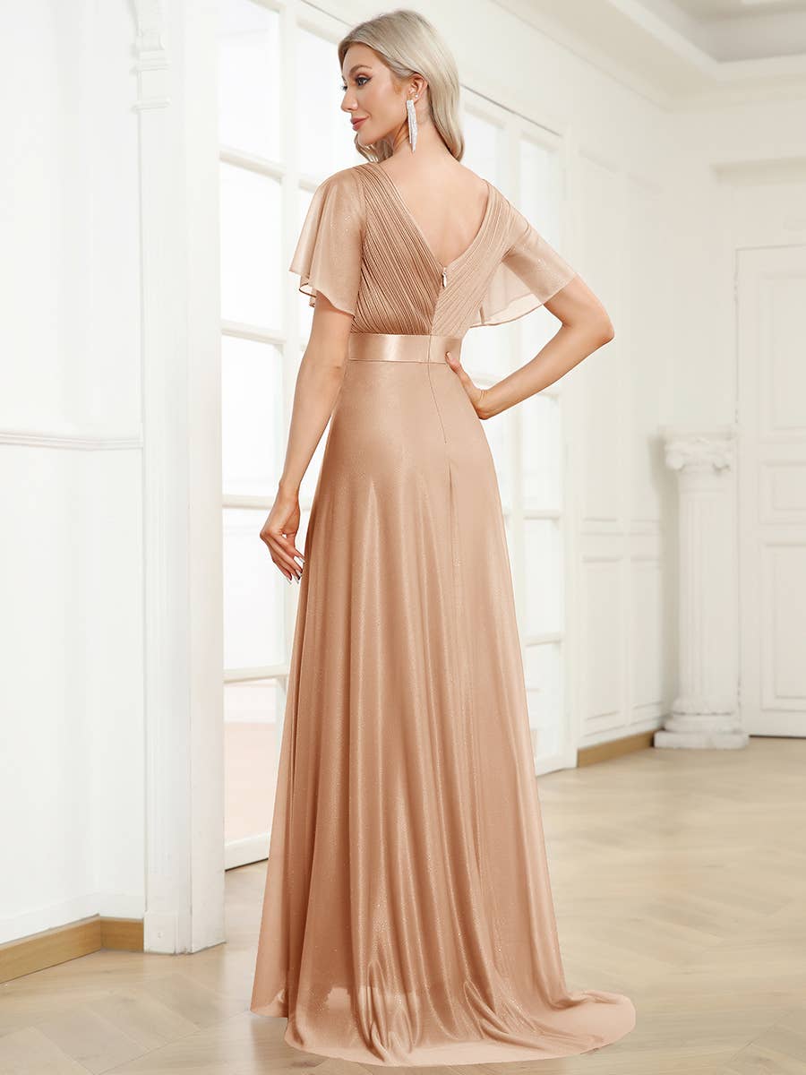 Ever-Pretty - Wholesale Gown - Women's - Deep V Neck Ruffles Sleeve A Line Evening Dress22