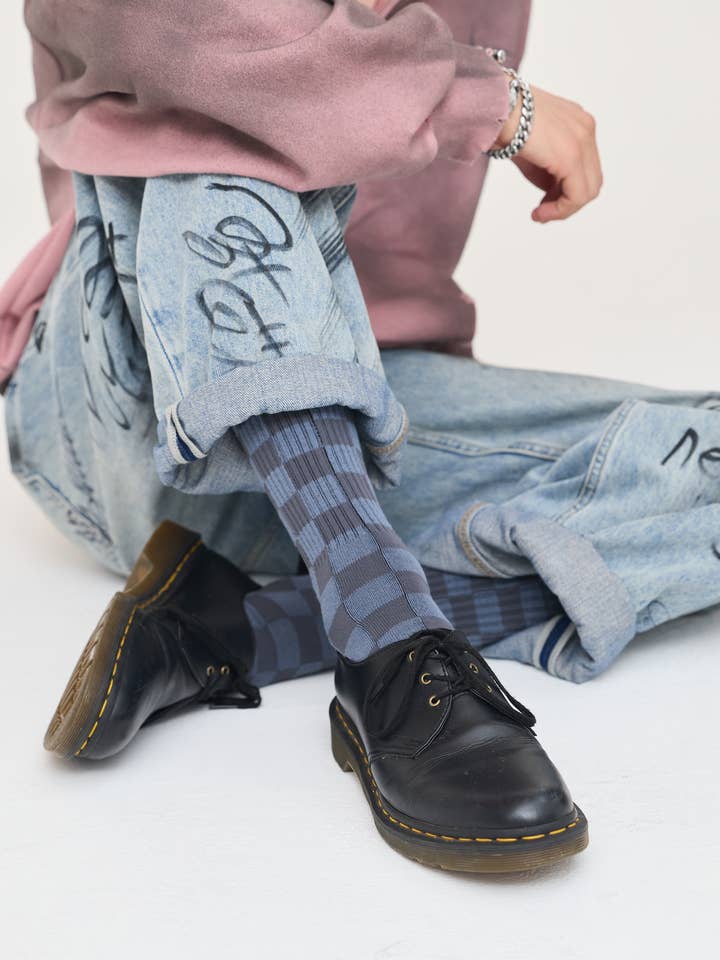 Weld Mfg. - Wholesale Socks - Unisex - Tonal Checkerboard Crew Socks5