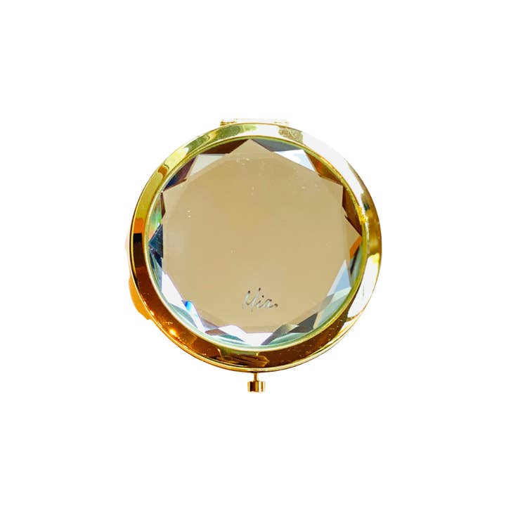Mia – wholesale Compact mirror – Mia Jeweled Compact Mirrors - Mulit Colors w/Gold Metal