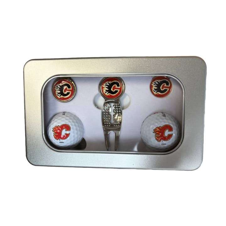 Deluxe Gift Tin Set Calgary Flames for wholesale by CaddyPro Golf Products Ltd.