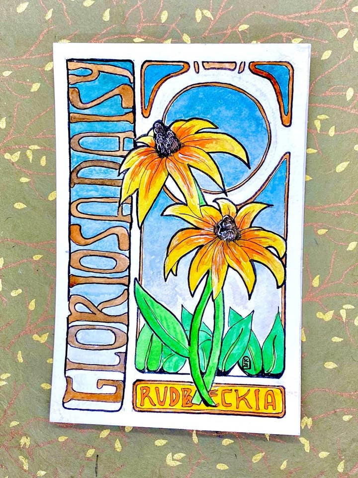 Imprimé Art nouveau et carte postale Gloriosa Daisy pour la vente par The Abstract By Sasha