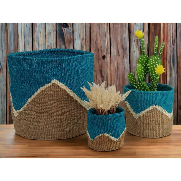 BORA - Blue and Beige Prism Basket set for wholesale by NinaNest Home gifts
