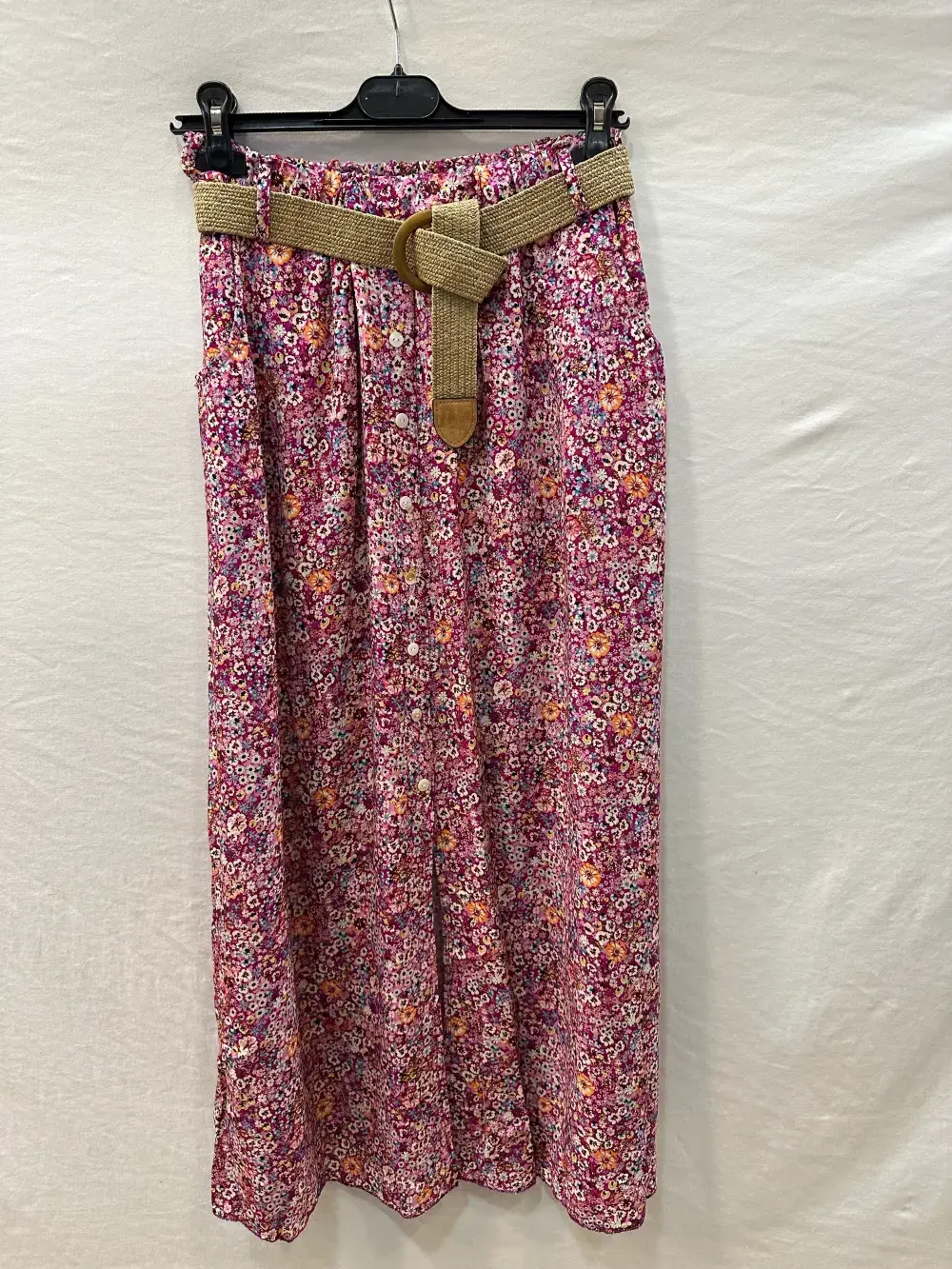 Mimi & Gogo - Wholesale Skirt - Women's - Floral Buttoned Long Skirt with Belt @3995_JuBoutCeinture2