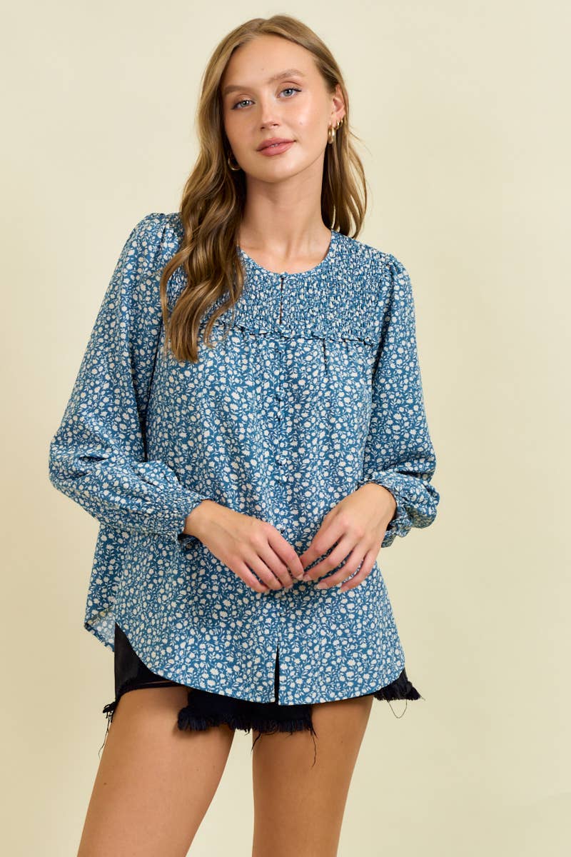Doe and Rae – wholesale Blus - Dam – LÅNGÄRMAD BLOUS SMOCKAD BLOUS - 45713T0