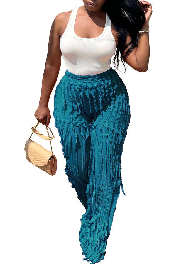 MB Fashion Wholesale - Wholesale Pants - Women's - MB FASHION High-Waisted Ruffle Wide-Leg Pants 1873LY1