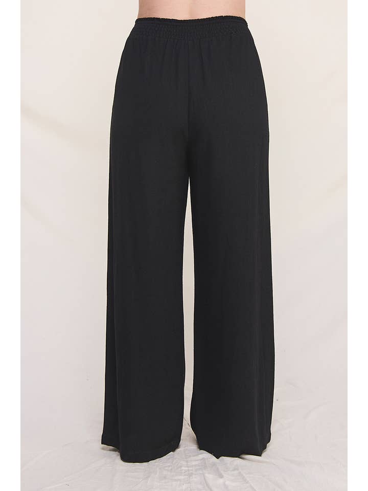 Allie Rose - Vente Pantalon – femme - Pantalon large en lin doux grande taille avec taille froncée7