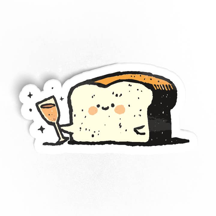 A Little Toast - Laminated Matte Sticker for wholesale by Petty Paper Studio