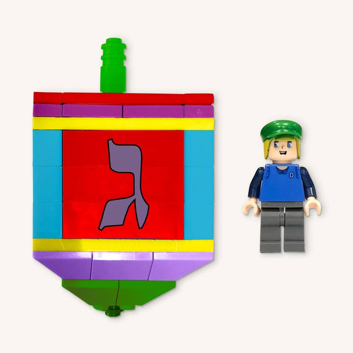 Ner Mitzvah - Wholesale Dreidel - Kids - Bricks Dreidel Set W/Minifigure - Multi Color - 72 Pieces0