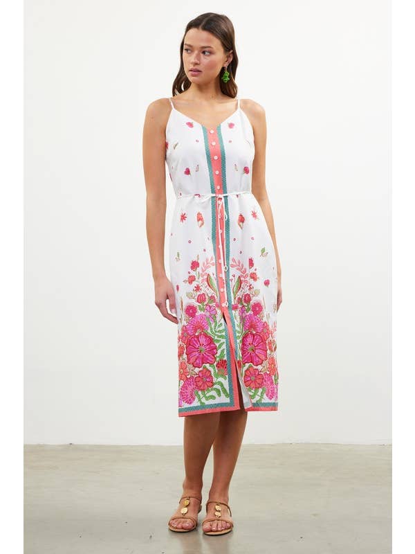 SKIES ARE BLUE - Wholesale Dress - Women's - Sleeveless Border Print Maxi Dress