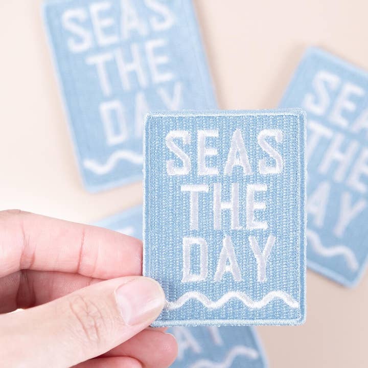 Field Trip Threads - Wholesale Patch - Seas The Day Embroidered Iron-On Patch Beach Nautical Coast2