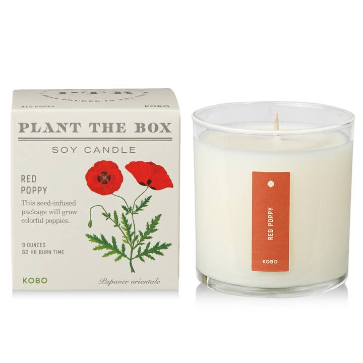 KOBO - Wholesale Jar/Filled Candle - Red Poppy - Plant the Box Candle - 9oz.