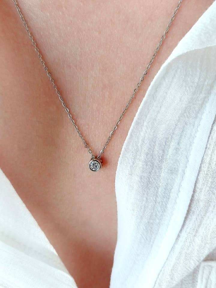 Silver zirconia necklace for wholesale by QUEENHANDMADES