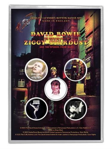 David Bowie Button set (pack of 5) for wholesale by Scorpio Posters