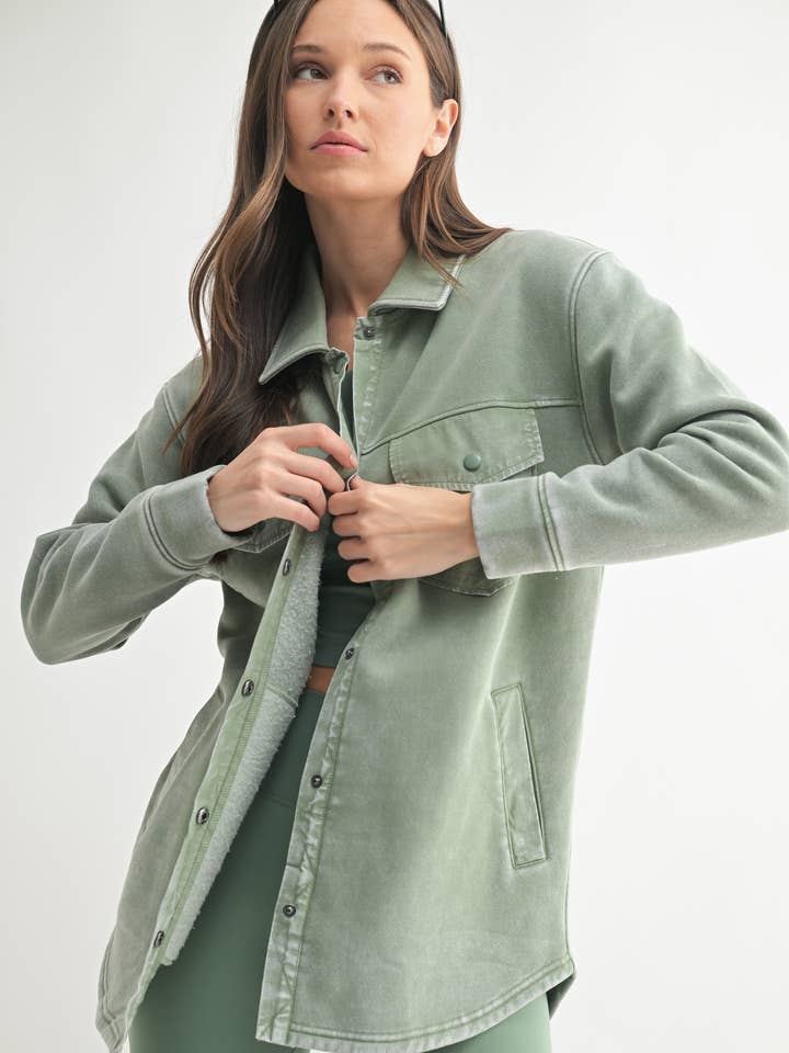 Mono B - Wholesale Shirt Jacket/Shacket - Women's - Snap-On Shacket with Pockets