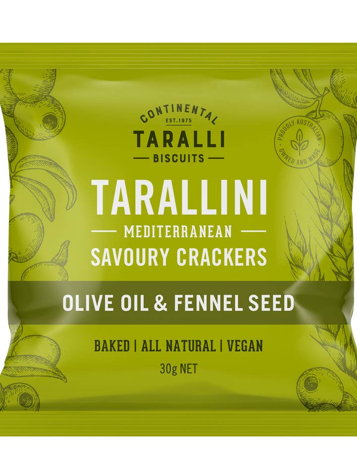 TARALLINI - Olive Oil & Fennel Seed - Vegan (30g) for wholesale by Continental Taralli Biscuits