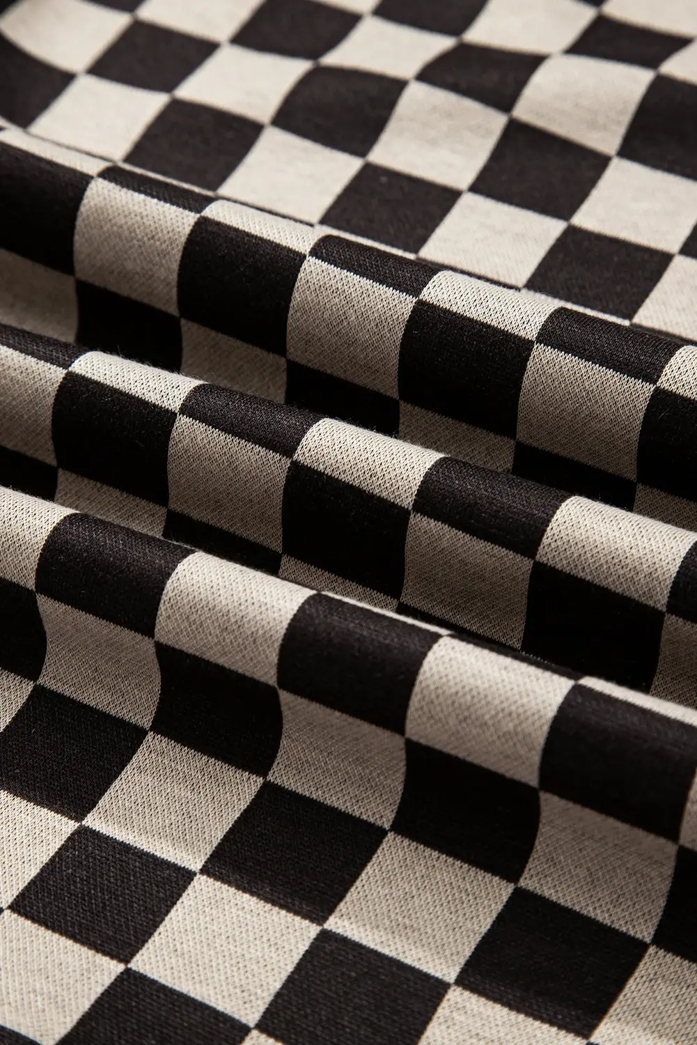 Kaki Haut décontracté à motif patchwork à carreaux mixtes, asymétrique. en vente sur Faire8