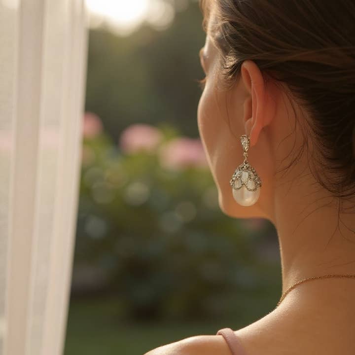 CZ COLLECTION - GATSBY INSPIRED EARRINGS - CZER872 SILVER for wholesale by Athena Bridal Jewellery