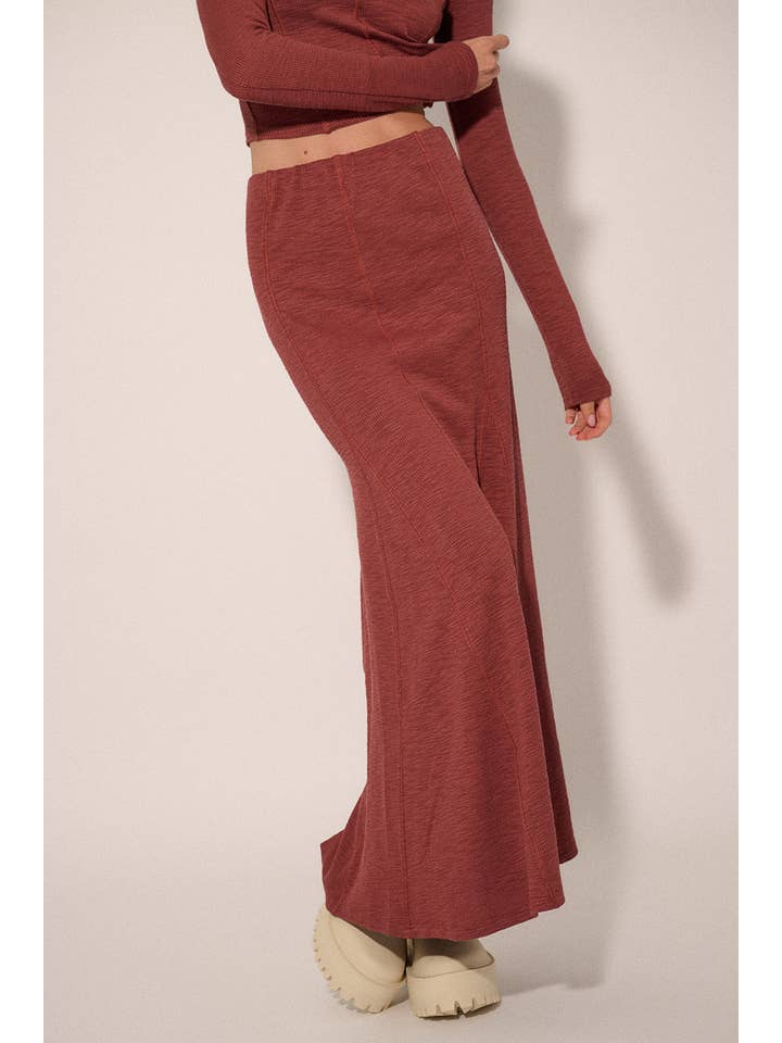 Promesa USA - Wholesale Skirt - Women's - Solid Inverted Seam Flared Maxi Skirt4